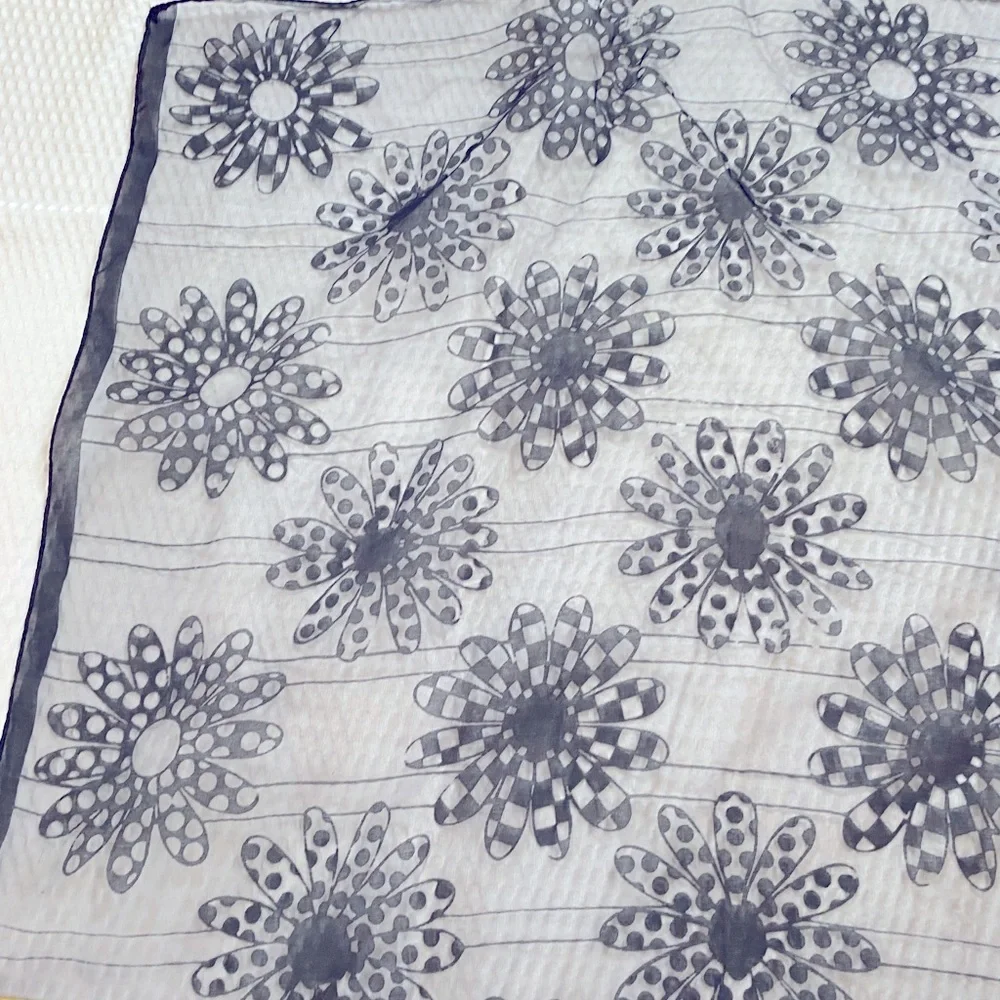 Black Geometric Pattern Scarf with Intricate Designs